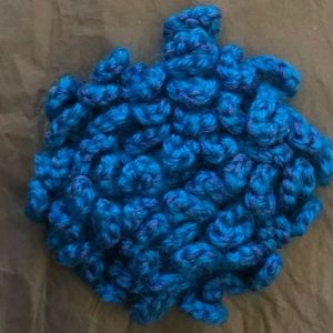 Blue crocheted yarn handmade brooch pin